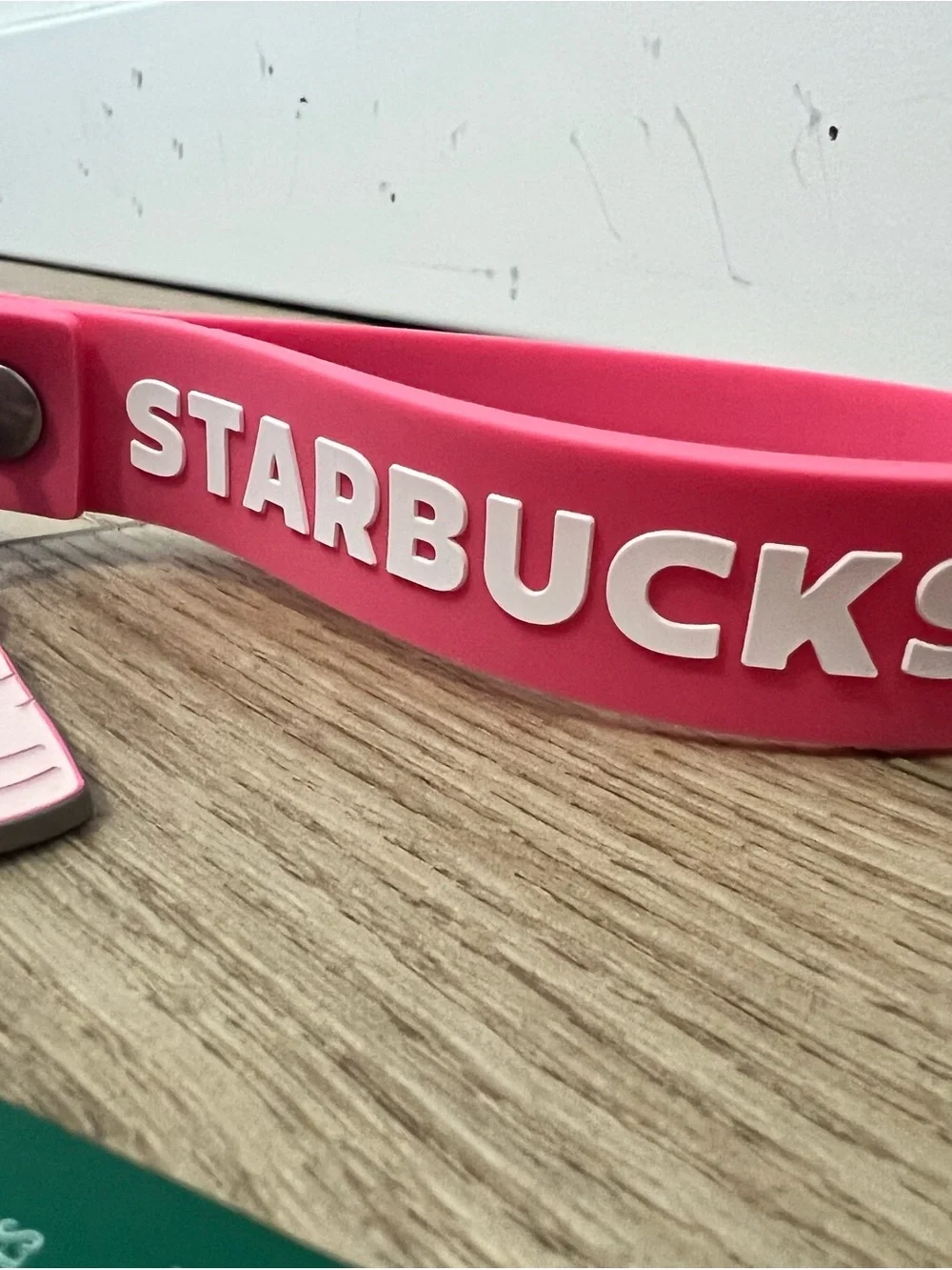 Starbucks Pink Vibe collection Keychain Wristlet with Strawberry & Cup Charms